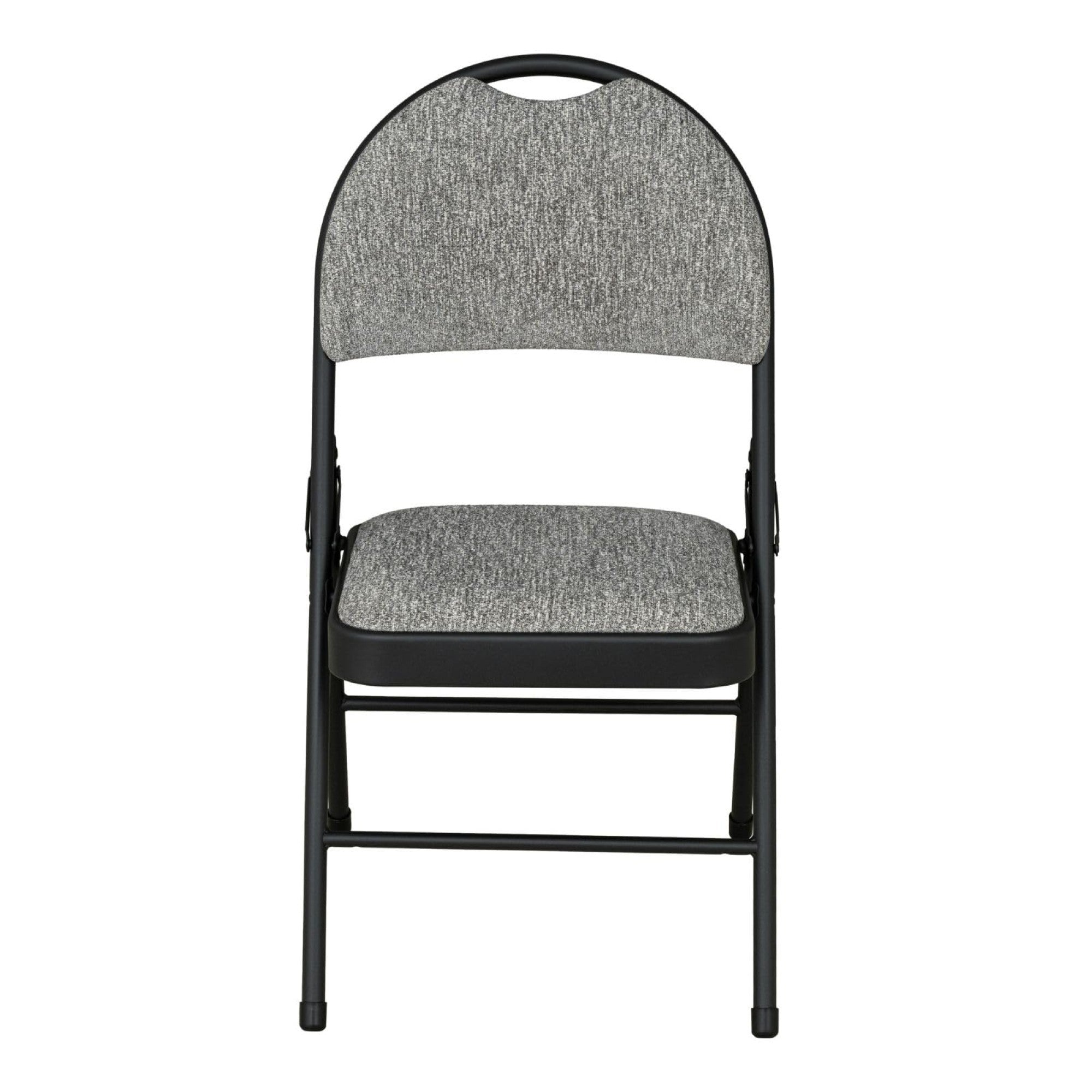 Sudden Comfort Set of 4 Double Padded Steel High Back Folding Chairs, Black/Grey