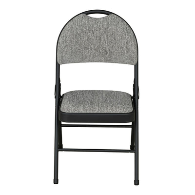 Sudden Comfort Set of 4 Double Padded Steel High Back Folding Chairs, Black/Grey