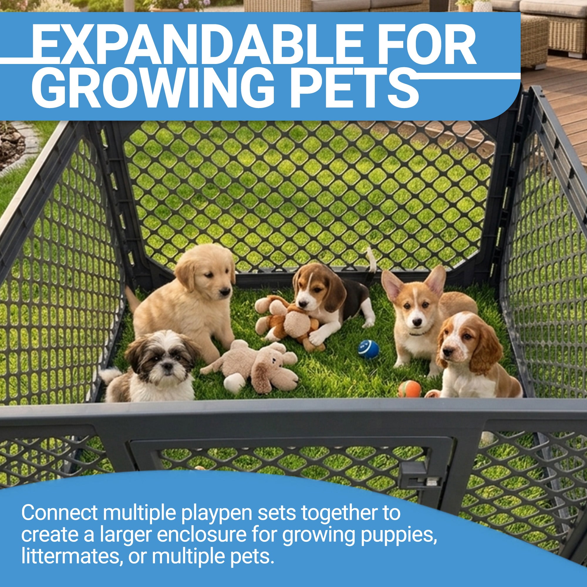 Mirapet 4-Panel Modular Dog and Puppy Playpen, Indoor/Outdoor Pet Enclosure (Open Box)