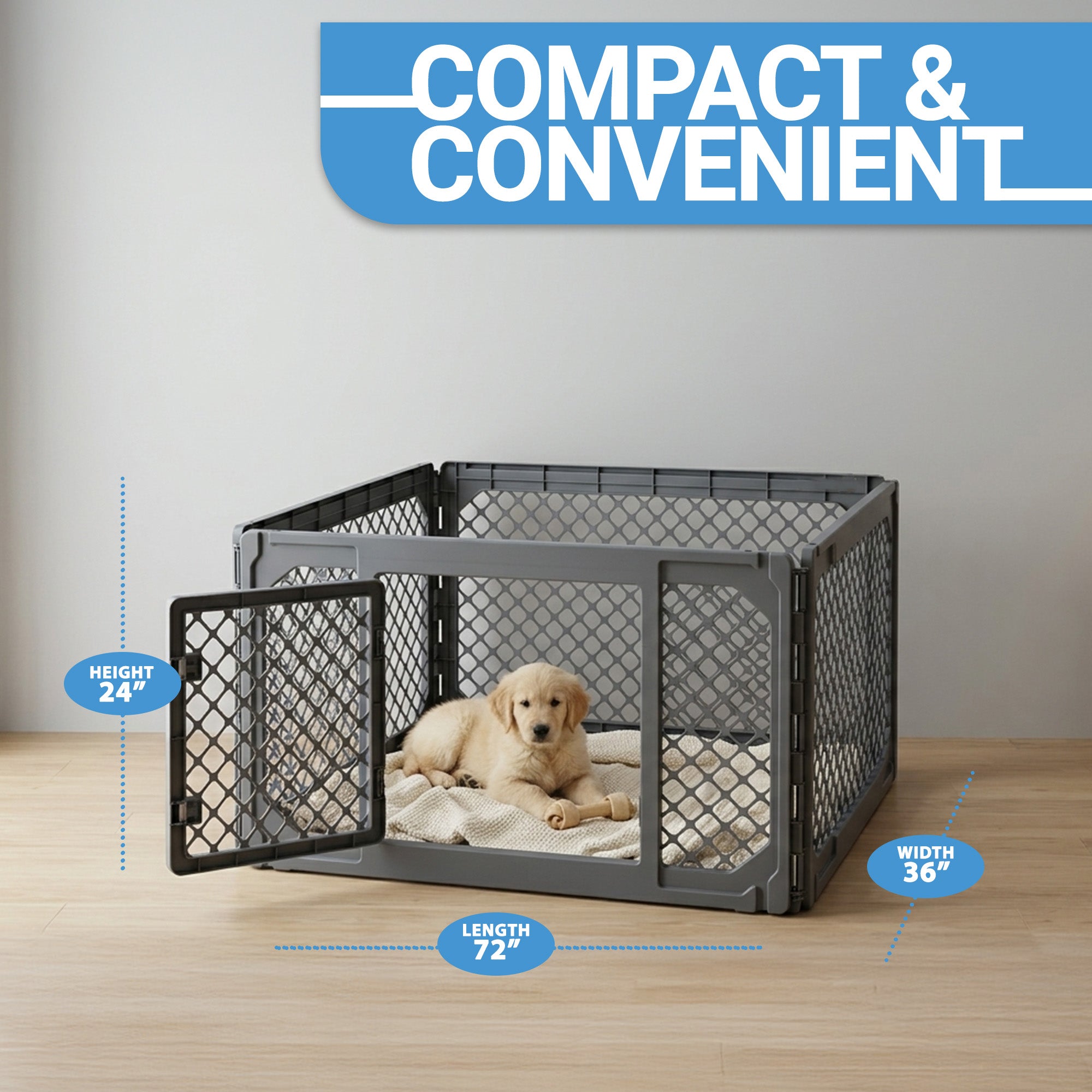 Mirapet 4-Panel Modular Dog and Puppy Playpen, Indoor/Outdoor Pet Enclosure (Open Box)