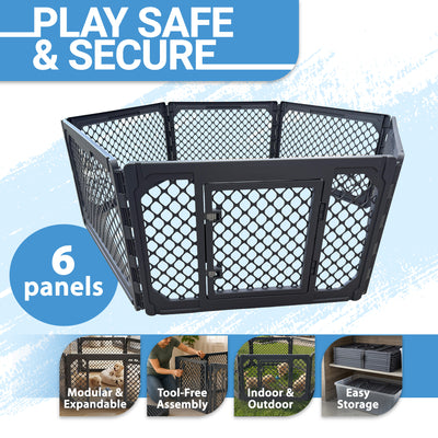 Mirapet 6-Panel Modular Dog and Puppy Playpen, Indoor/Outdoor (Open Box)