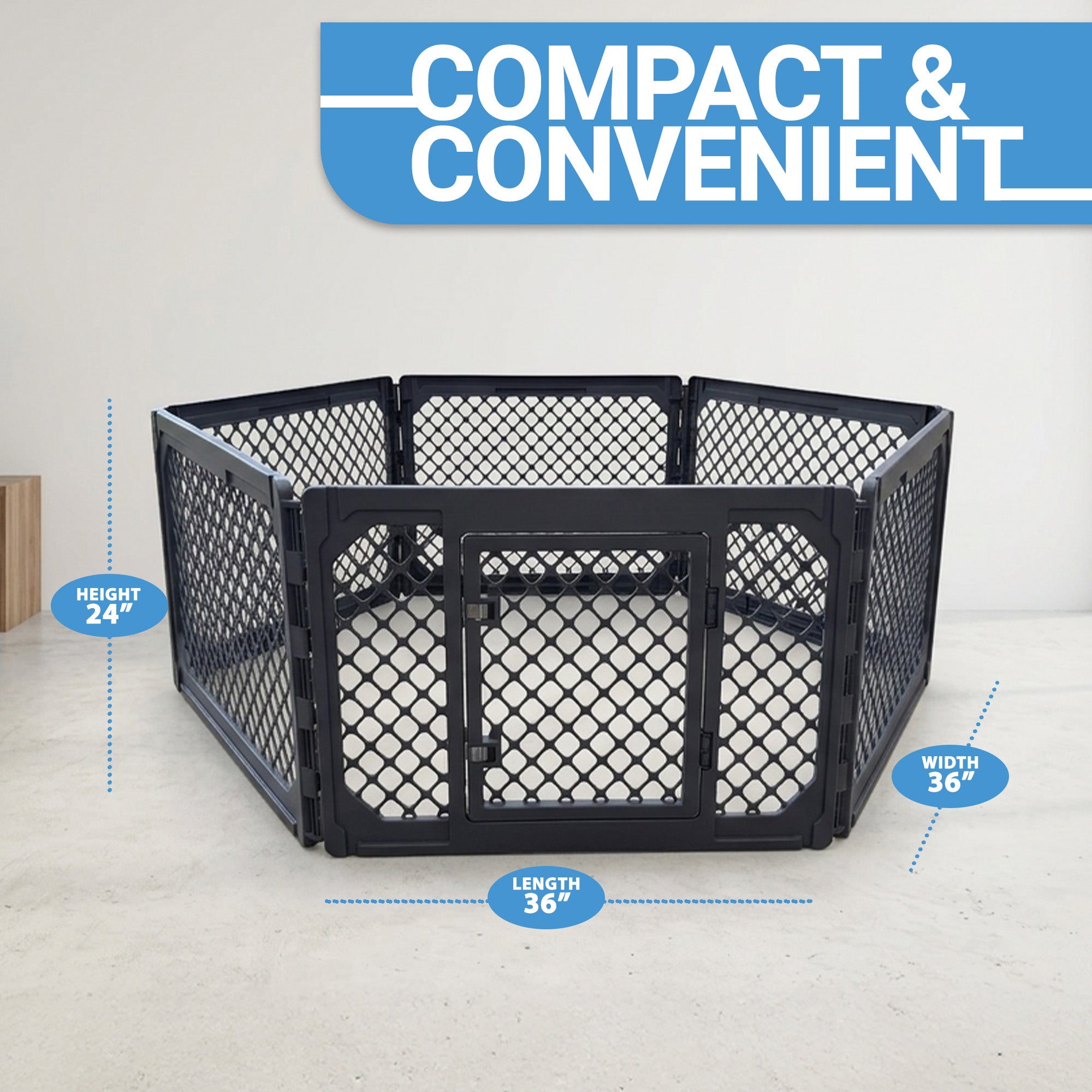 Mirapet 6-Panel Modular Dog and Puppy Playpen, Indoor/Outdoor (Open Box) - VMInnovations