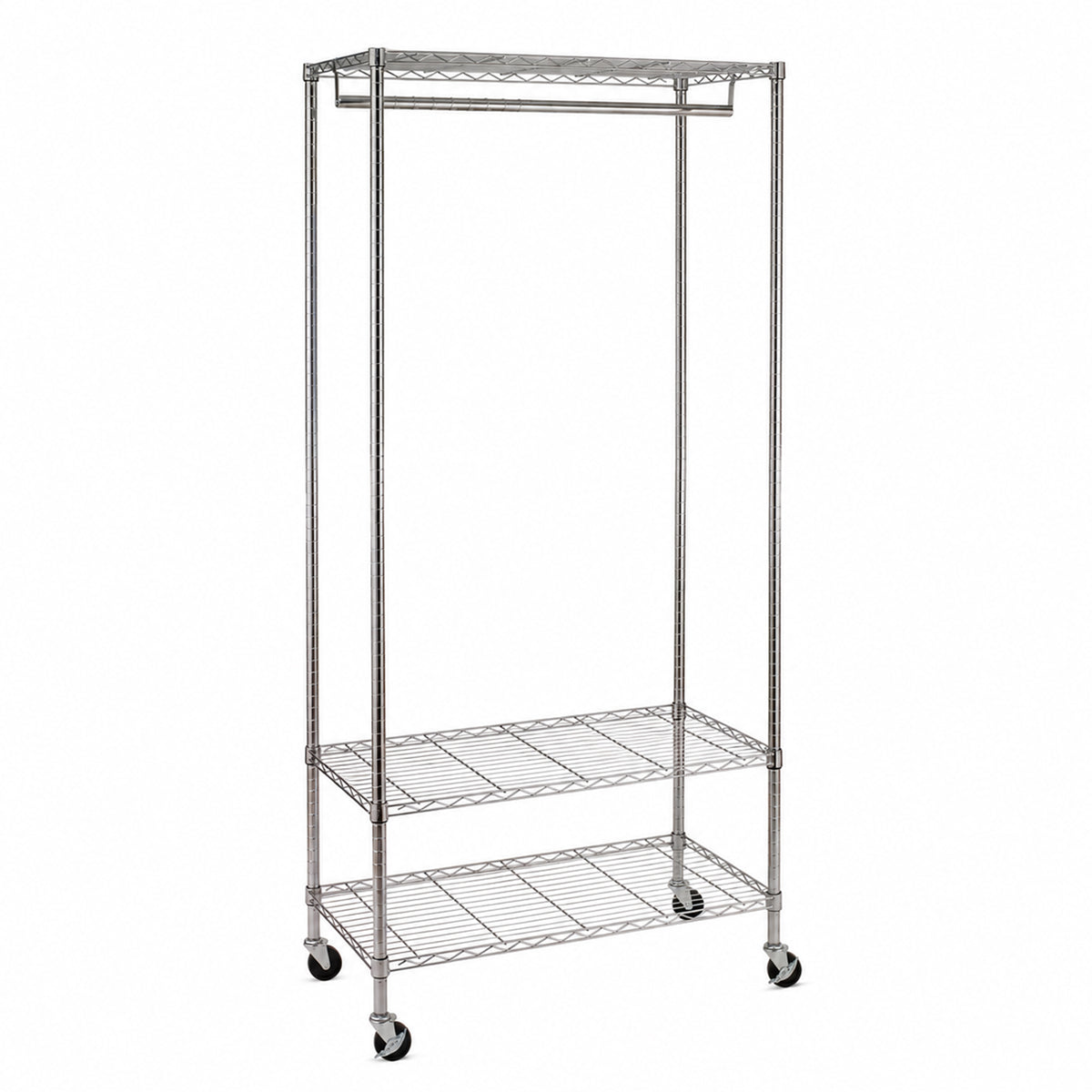 Honey-Can-Do 3-Shelf Deluxe Garment Rack, Adjustable Shelves and Locking Wheels