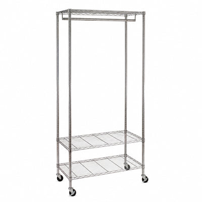Honey-Can-Do 3-Shelf Deluxe Garment Rack, Adjustable Shelves and Locking Wheels