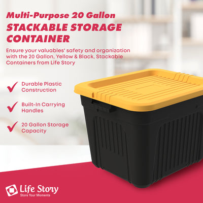 Life Story 20 Gallon Stackable Storage Bin, Versatile Lidded Container, Yellow - VMInnovations