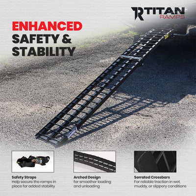 Titan Ramps 10' Folding Motorcycle Loading Ramp Arched Aluminum Design, Black