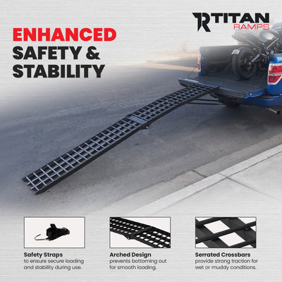 Titan Ramps 9 Foot Folding Motorcycle Loading Ramp, 4-Beam, 1,000 lb Capacity - VMInnovations