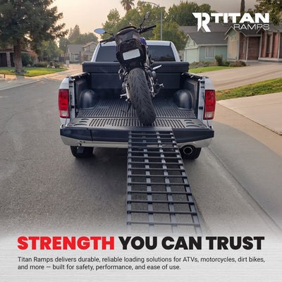 Titan Ramps 9 Foot Folding Motorcycle Loading Ramp, 4-Beam, 1,000 lb Capacity - VMInnovations