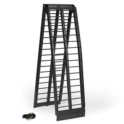 Titan Ramps 10' Folding Motorcycle Loading Ramp Arched Aluminum Design, Black