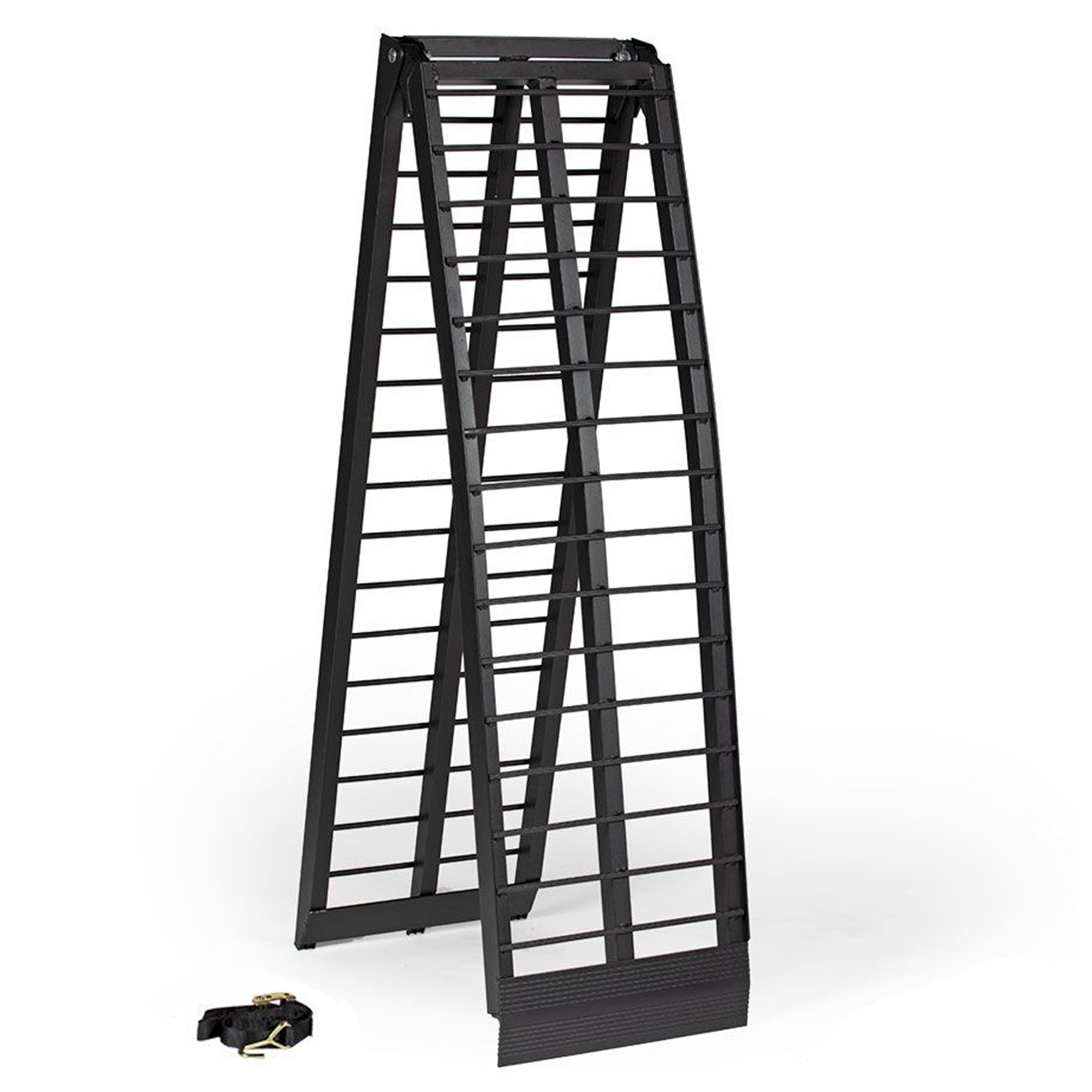 Titan Ramps 10' Folding Motorcycle Loading Ramp Arched Aluminum Design, Black