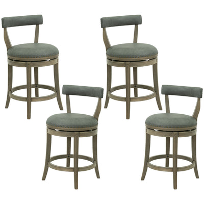 ROME + OAK Ruxban 26" Swivel Counter Stool, Oak, Stone Vegan Leather, Set of 4