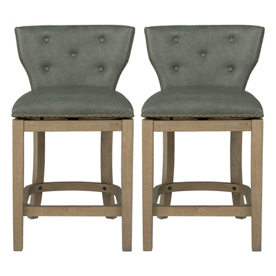 ROME + OAK Carlynd 26" Swivel Counter Stool, Reclaim Oak, Stone,Set of 2 - VMInnovations