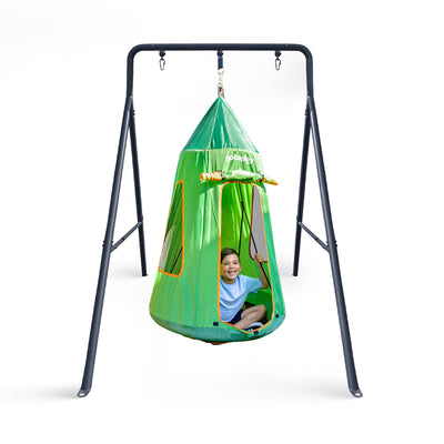 gobaplay Single Swing Set Playground Equipment with FlyMax 39" Swing with Tent