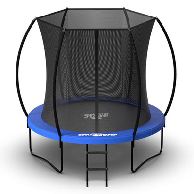 SpaceJump Nova 8 Ft Trampoline, Outdoor Bounce Pad with Safety Net, Blue/Black