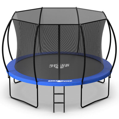 SpaceJump Nova 12 Ft Trampoline, Outdoor Bounce Pad with Safety Net, Blue/Black