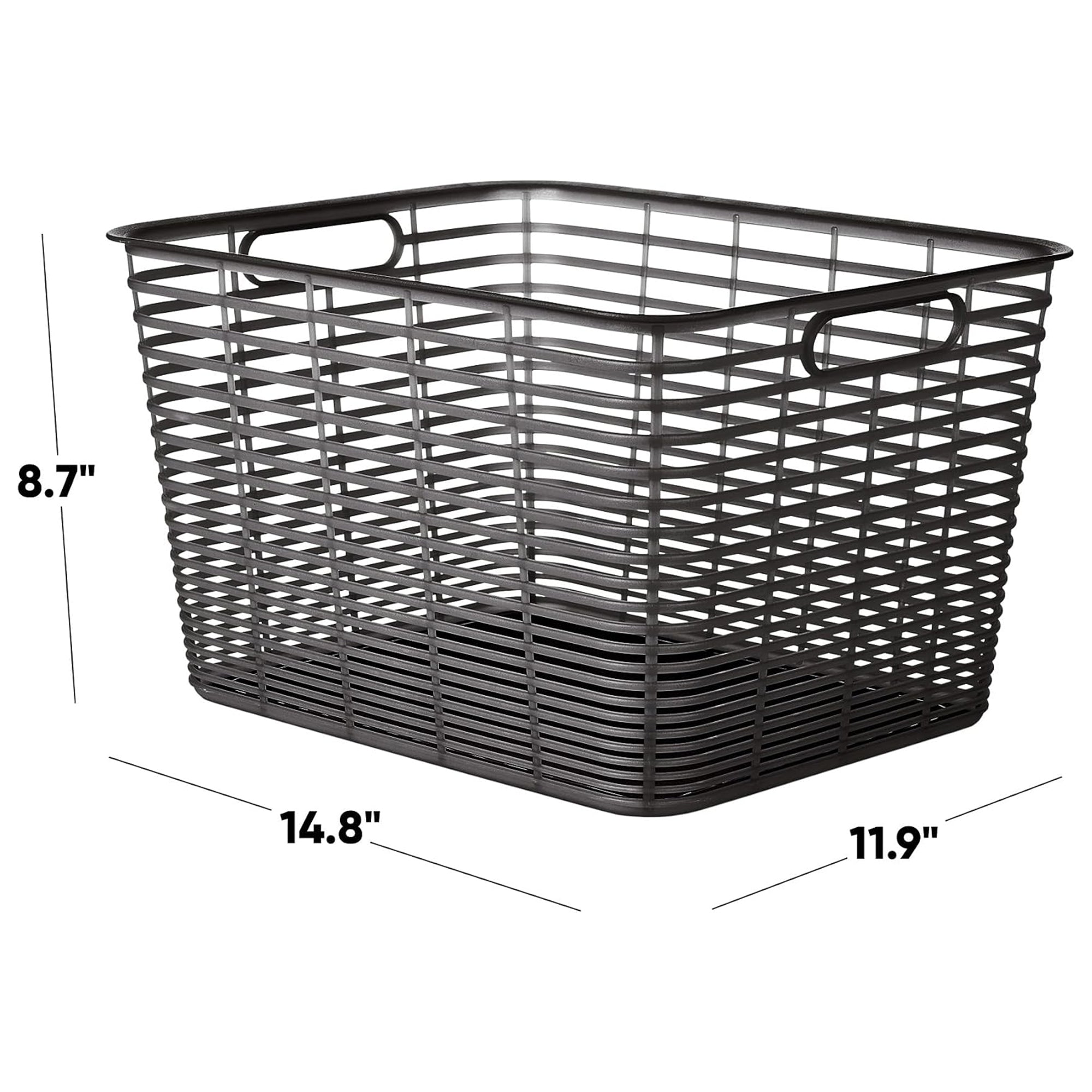 Curver 4 Pack 18.8L Aria Decorative Plastic Storage Organization Baskets, Black