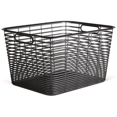 Curver 4 Pack 18.8L Aria Decorative Plastic Storage Organization Baskets, Black