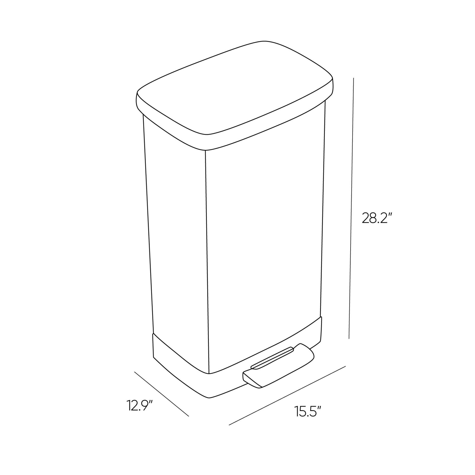Curver Infinity 13 Gal Plastic Kitchen Trash Can with Foot Pedal and Locking Lid
