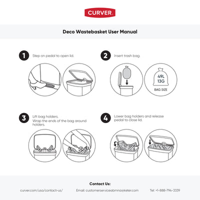 Curver Infinity 13 Gal Plastic Kitchen Trash Can with Foot Pedal and Locking Lid