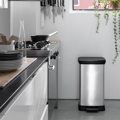 Curver Infinity 13 Gal Plastic Kitchen Trash Can with Foot Pedal and Locking Lid