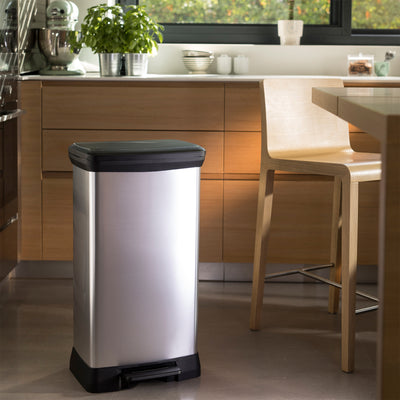Curver Infinity 13 Gal Plastic Kitchen Trash Can with Foot Pedal and Locking Lid