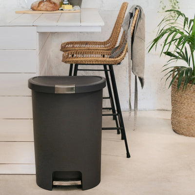 Curver Infinity 13 Gal Plastic Kitchen Trash Can with Foot Pedal and Locking Lid