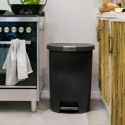 Curver Infinity 13 Gal Plastic Kitchen Trash Can with Foot Pedal and Locking Lid
