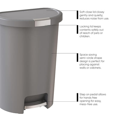 Curver Infinity 13 Gal Plastic Kitchen Trash Can with Pedal and Lid (Open Box)