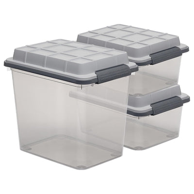 Curver 3 Pack Latch PRO Storage Bins with Latching Lid and Transparent Design
