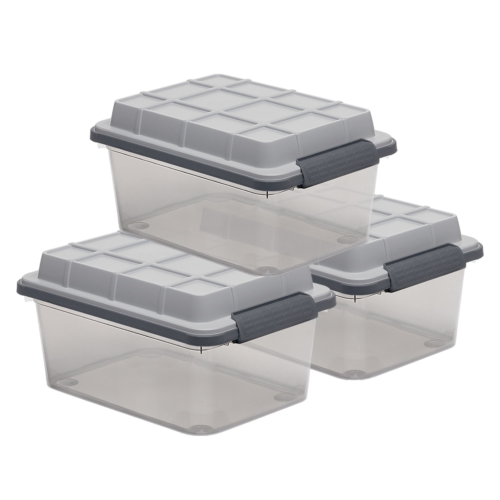 Curver 3 Pack Latch PRO Storage Bins with Latching Lid and Transparent Design