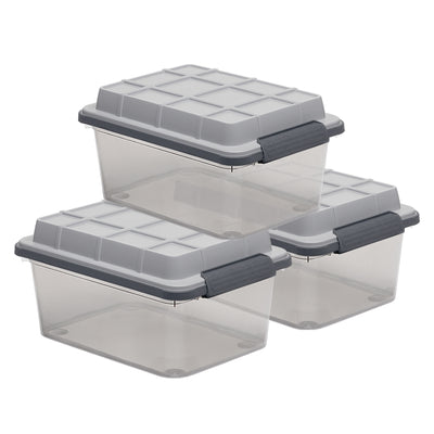 Curver 3 Pack Latch PRO Storage Bins with Latching Lid and Transparent Design