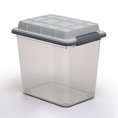 Curver 29Qt Latch PRO Storage Box with Latching Lid, Grey, Medium, Set of 2