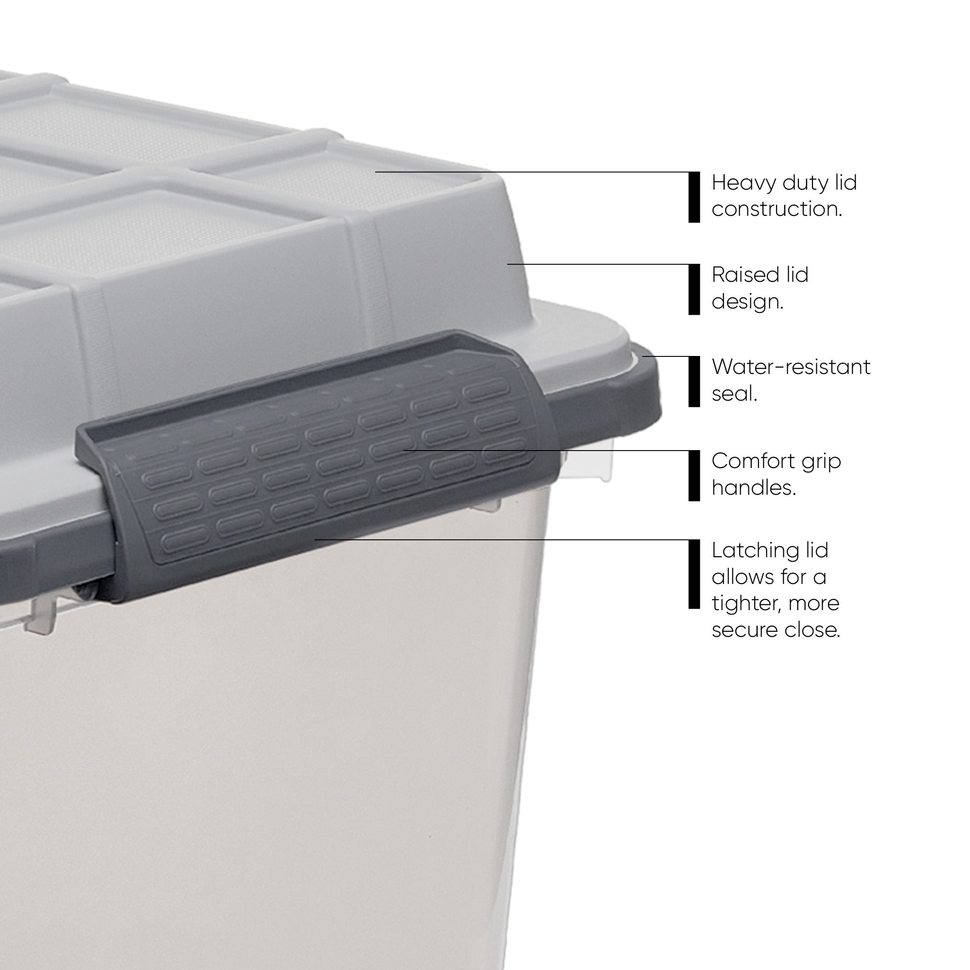 Curver 29Qt Latch PRO Storage Box with Latching Lid, Grey, Medium, Set of 2