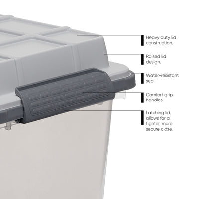 Curver 29Qt Latch PRO Storage Box with Latching Lid, Grey, Medium, Set of 2