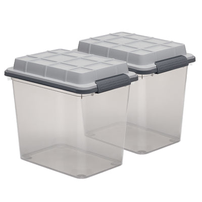 Curver 29Qt Latch PRO Storage Box with Latching Lid, Grey, Medium, Set of 2