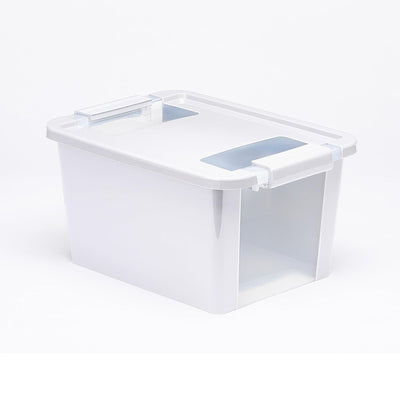 Curver VersaBox Storage Box with Latching Lid, Stackable, Small, White, Set of 4