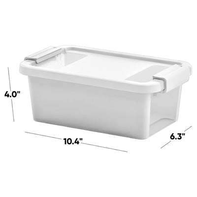 Curver VersaBox Storage Box with Latching Lid, Stackable, Small, White, Set of 4