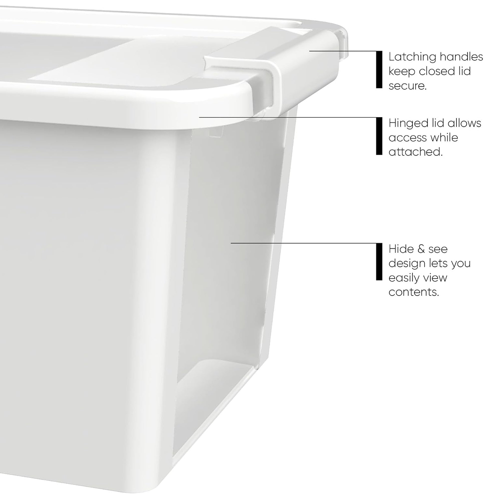 Curver VersaBox Storage Box with Latching Lid, Stackable, Small, White, Set of 4