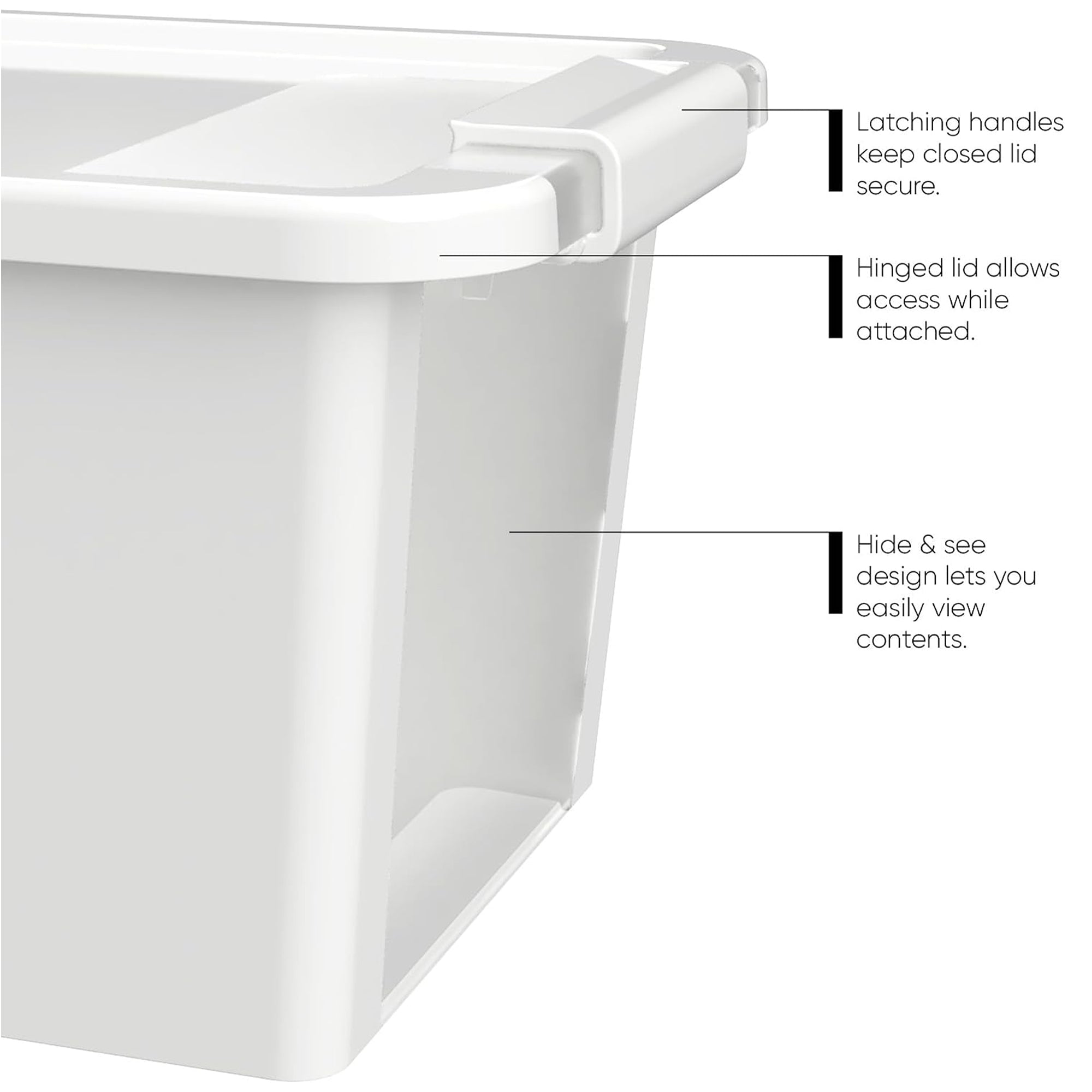 Curver VersaBox Storage Box with Latching Lid, Stackable, Small, White, Set of 3