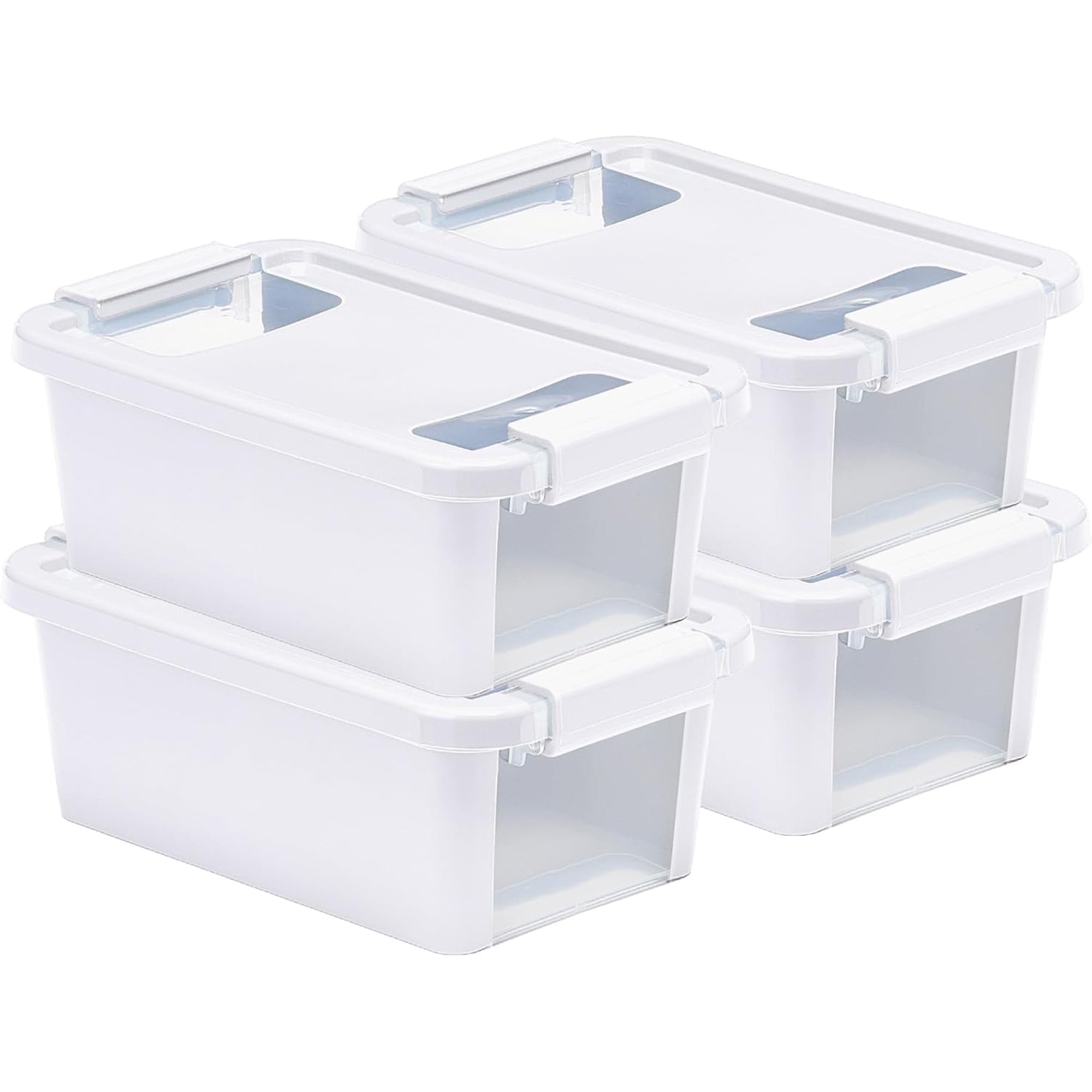 Curver VersaBox Storage Box with Latching Lid, Extra Small, White, Set of 4