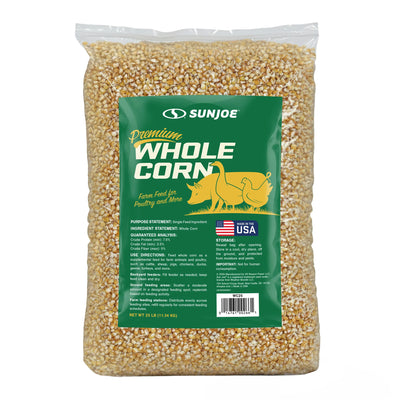 Sun Joe Premium Whole Corn All Season Feed for Wildlife and Poultry, 25 Lb, WC25