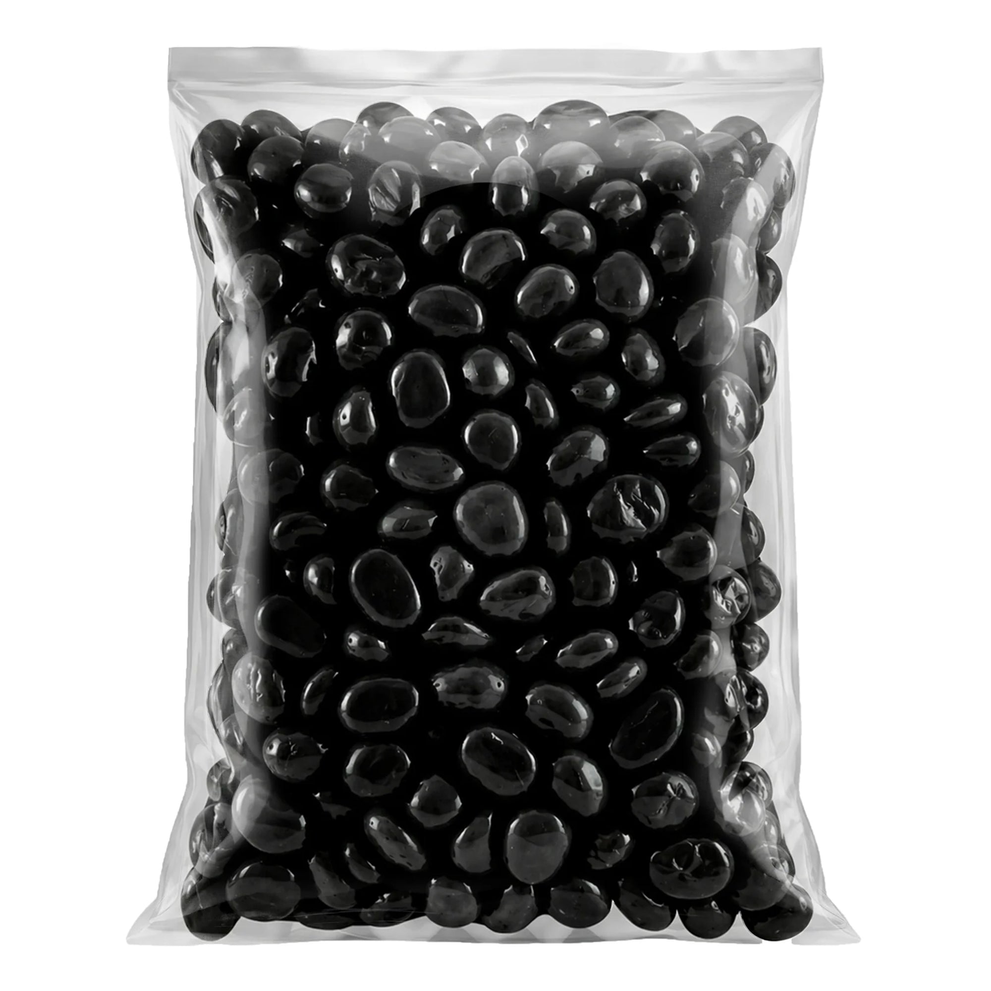 Sun Joe High-Polish Black Decorative River Rocks for Gardens & Decor, 25 lb Bag