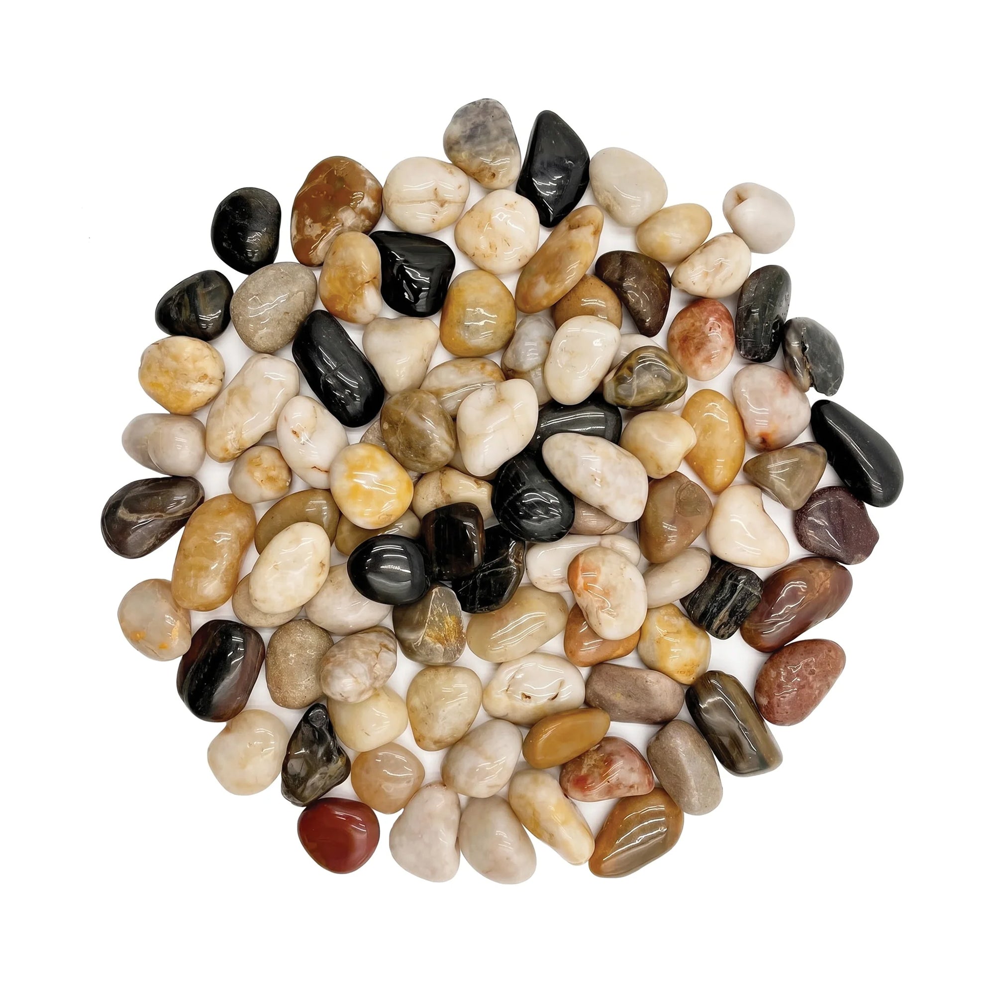 Sun Joe High-Polish Mixed Decorative River Rocks for Gardens & Decor, 25 lb Bag