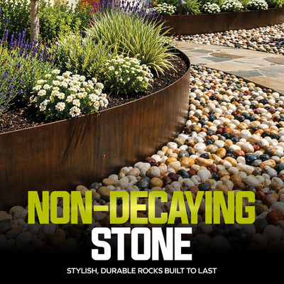 Sun Joe High-Polish Mixed Decorative River Rocks for Gardens & Decor, 25 lb Bag