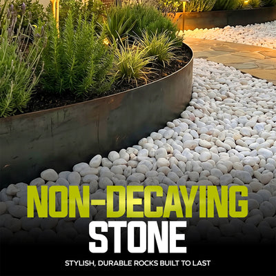 Sun Joe High-Polish White Decorative River Rocks for Gardens & Decor, 40 lb Bag