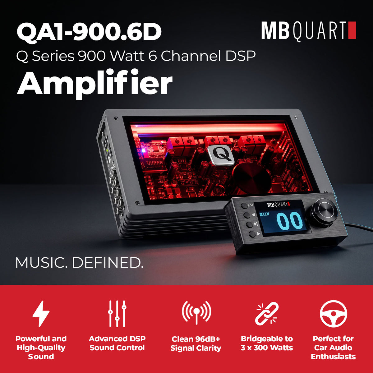MB Quart Q Series 900 Watt 6 Channel DSP Amplifier Allowing for Tuning Control