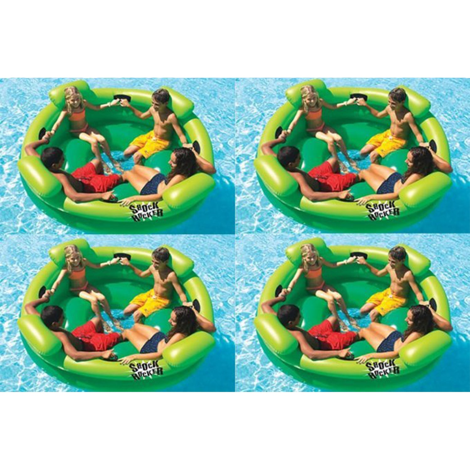 4) Swimline 9056 Swimming Pool Kids Shock Rocker Inflatable Float Islands 75"