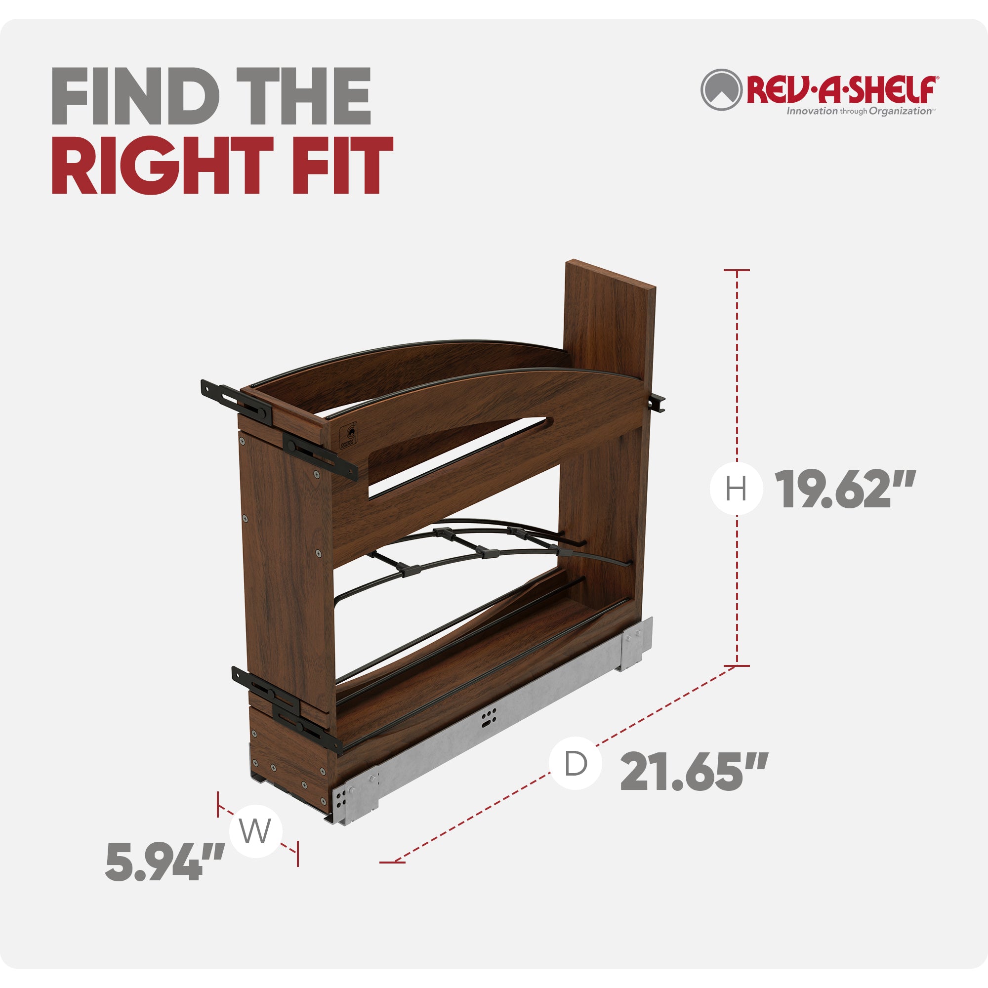 Rev-A-Shelf Pullout Tray Divider with Soft-Close for 9” Base Cabinets - VMInnovations