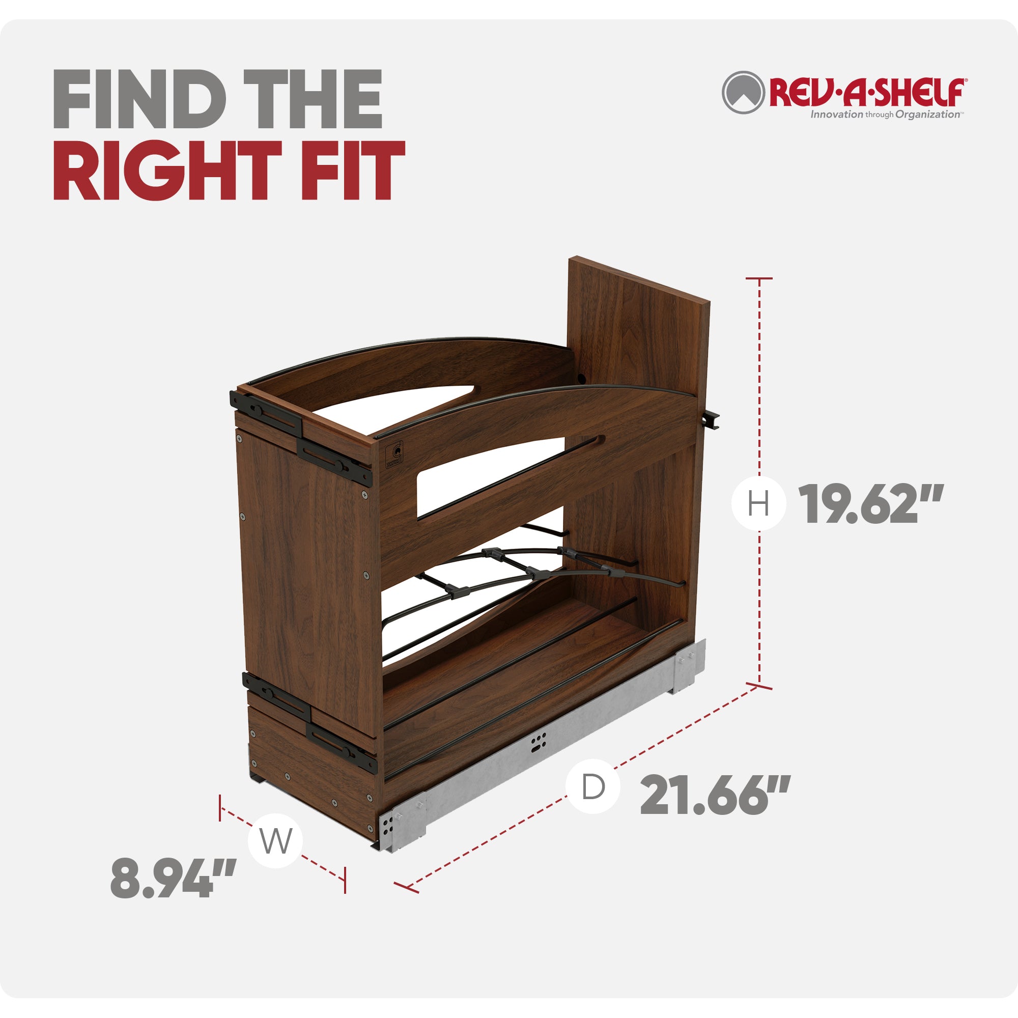 Rev-A-Shelf Pullout Tray Divider with Soft-Close for 12” Base Cabinets - VMInnovations