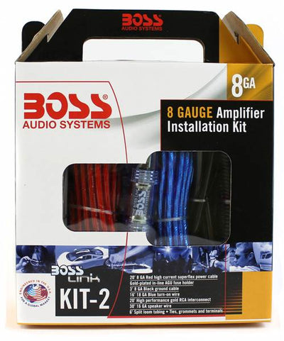 BOSS Audio KIT2 8 Gauge Complete Car Amplifier Installation Wiring Kit (2 Pack)